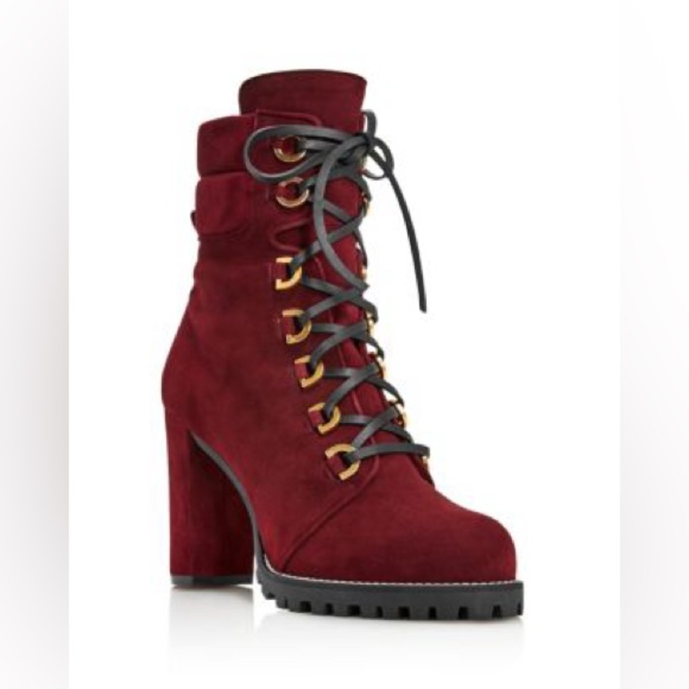 Stuart Weitzman Shackleton Lace-Up Heel Ankle Boots